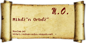 Mikán Orbó névjegykártya